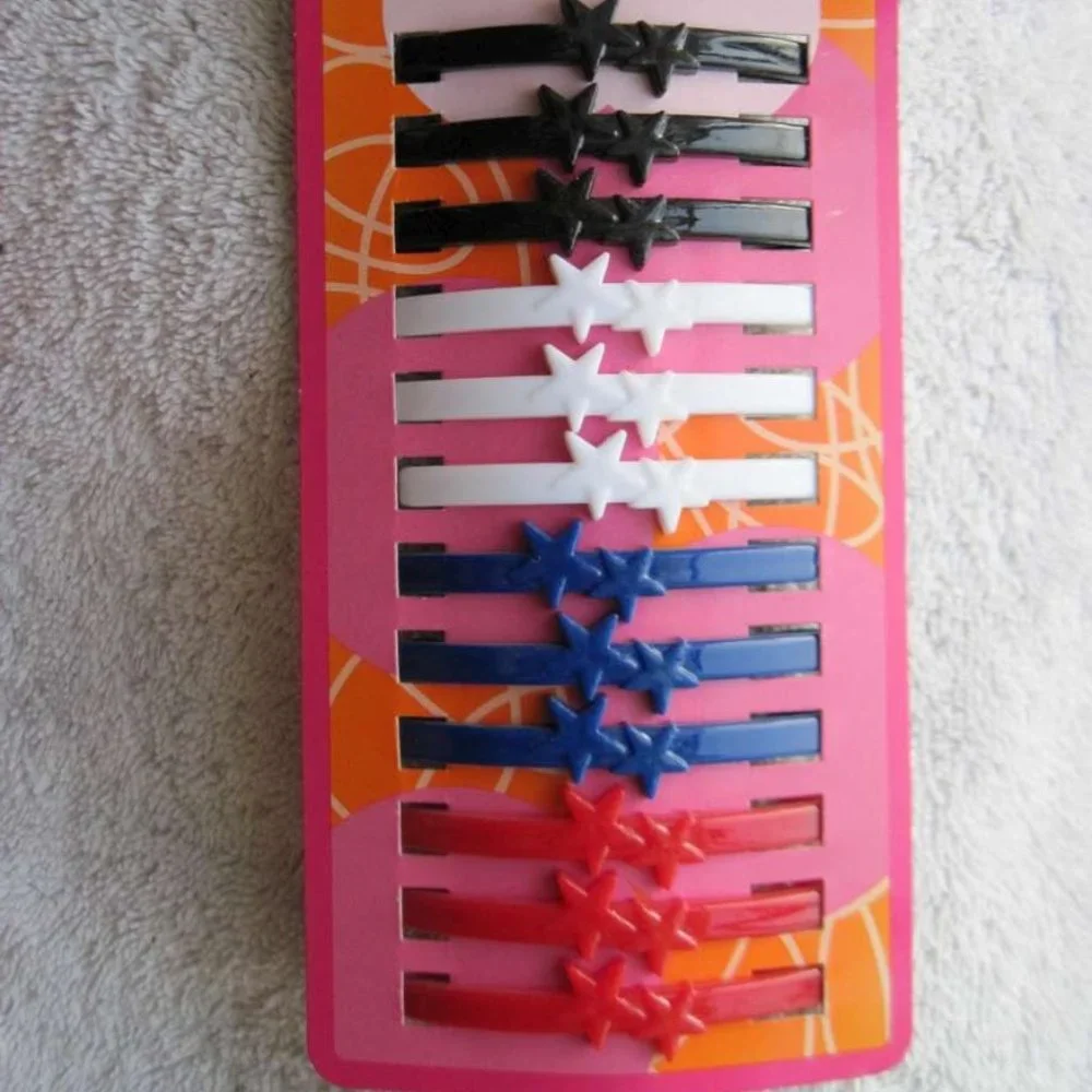 12 Just Basic All Plastic Hair Barrettes Clips Pins Design No Metal Allergy Safe